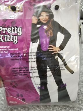 Spirit Pretty Kitty Black and Purple Hooded Jumpsuit Costume